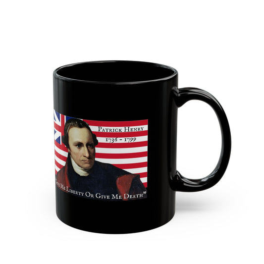 Patrick Henry Black Mug by theGreenDragonTavern.shop