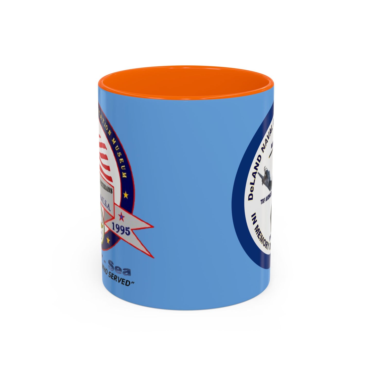 DNASM 2-sided, Founding & Student Art w/Navy Ring Light Blue Accent Mug by theGreenDragonTavern.shop