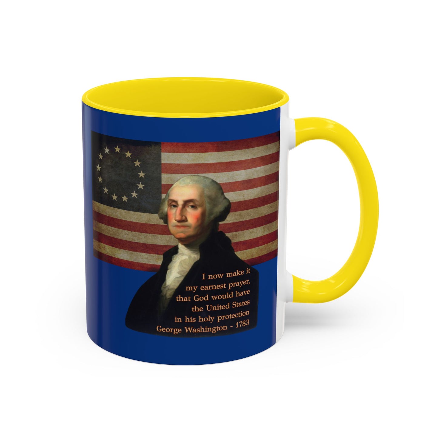 Washington's Earnest Prayer Dark Blue Accent Mug by theGreenDragonTavern.shop