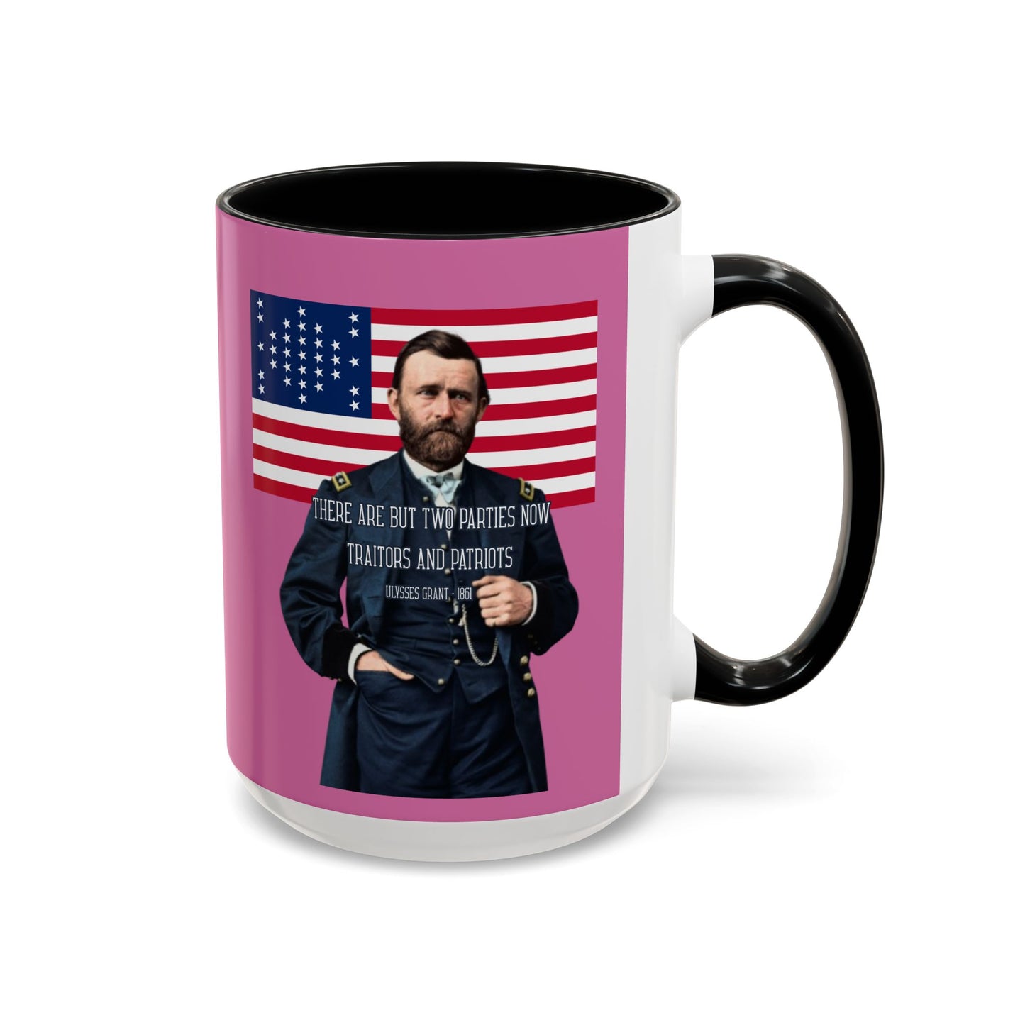"Traitors and Patriots" Ulysses Grant Pink Accent Mug by theGreenDragonTavern.shop