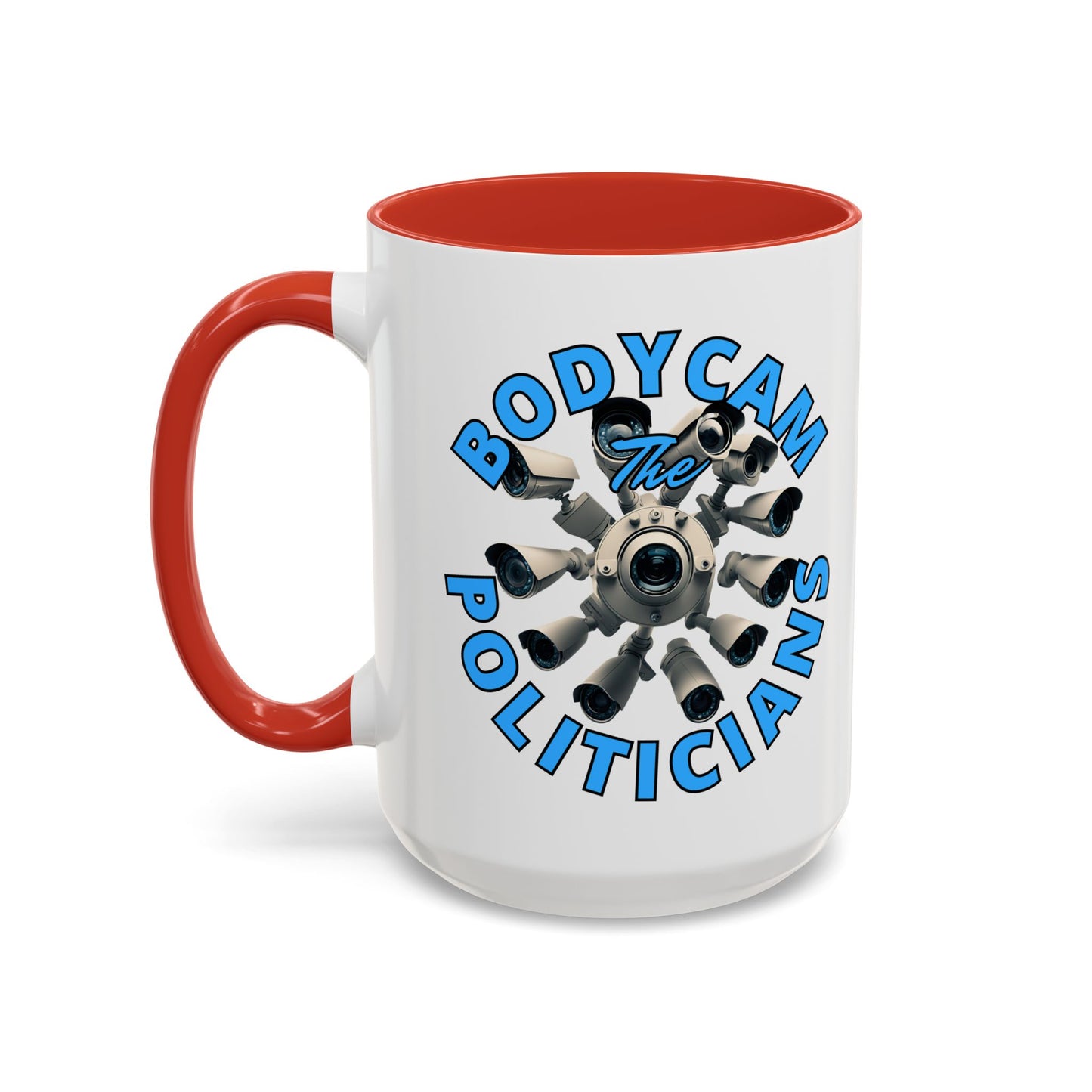Bodycam the Politicians Cameras White Accent Mug by theGreenDragonTavern.shop