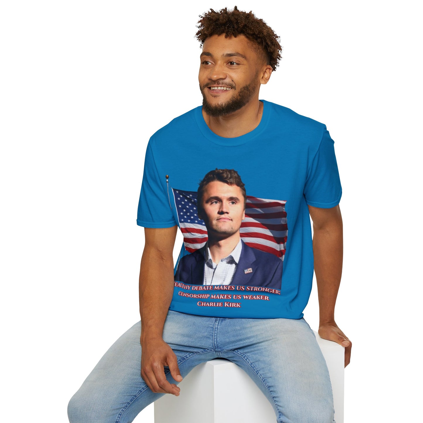 Charlie Kirk, Healthy Debate Dark colors Unisex T-Shirt by theGreenDragonTavern.shop