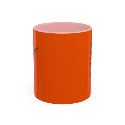 Hula Girl Packin' Heat Orange Accent Mug by theGreenDragonTavern.shop