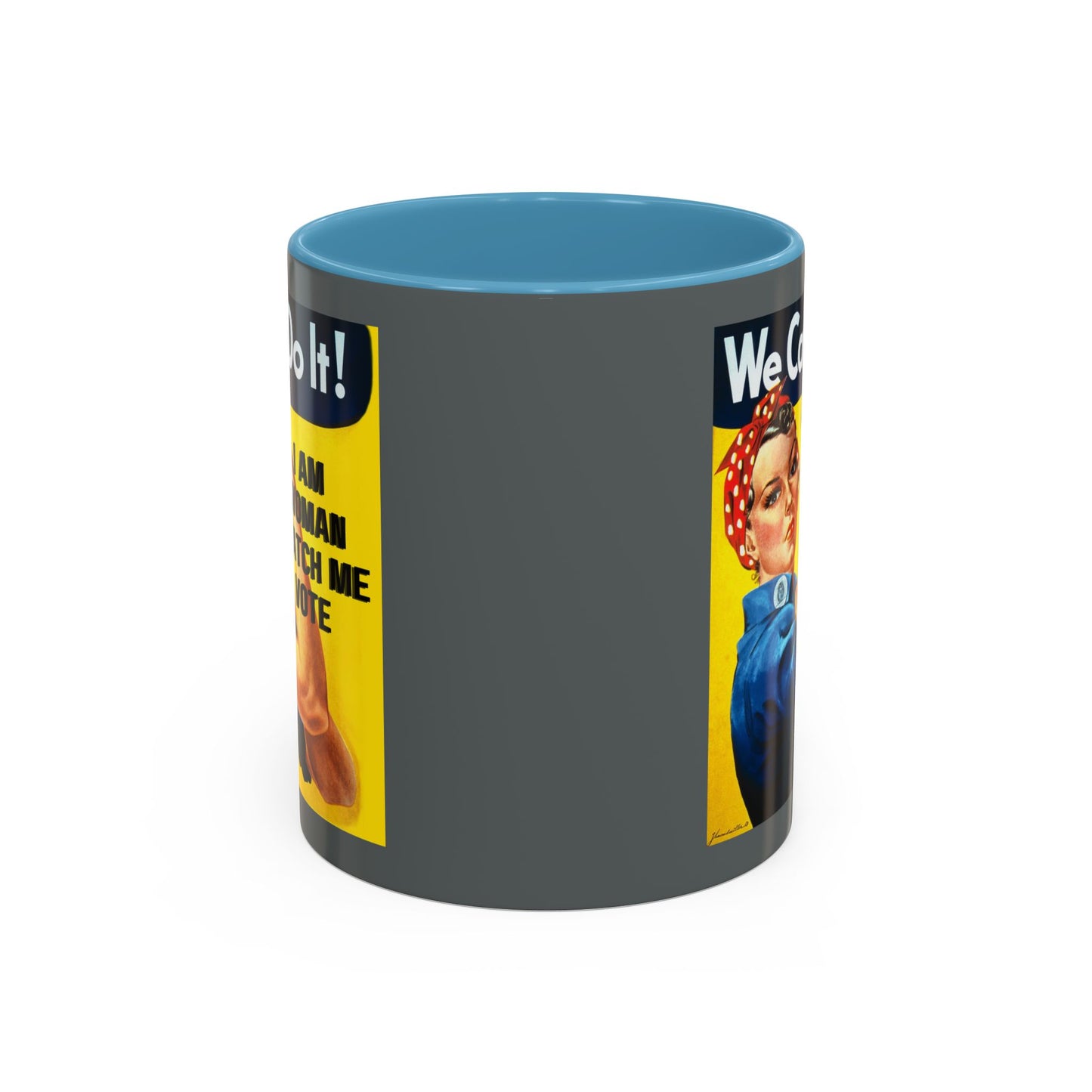 I Am Woman Watch Me Vote Rosie Grey Accent Mug by theGreenDragonTavern.shop