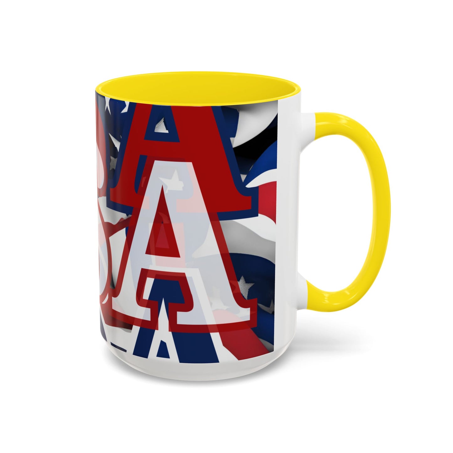 USA! USA! USA White font Patriot Red Accent Mug by theGreenDragonTavern.shop