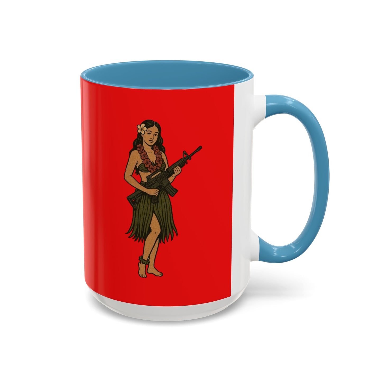 Hula Girl Packin' Heat Red Accent Mug by theGreenDragonTavern.shop
