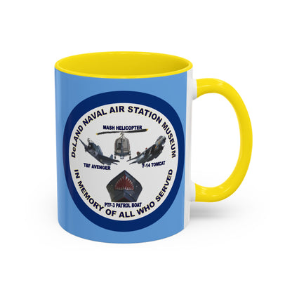 DNASM 2-sided, Founding & Student Art w/Navy Ring Light Blue Accent Mug by theGreenDragonTavern.shop