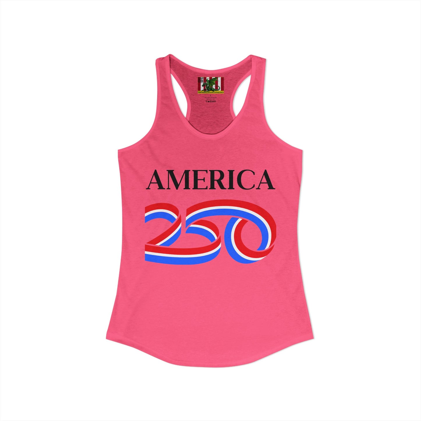 America 250 Black font Women's Racerback Tank Top by theGreenDragonTavern.shop