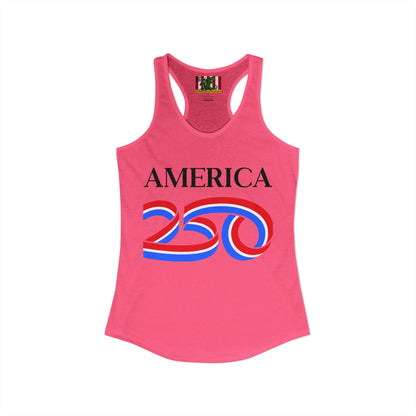 America 250 Black font Women's Racerback Tank Top by theGreenDragonTavern.shop