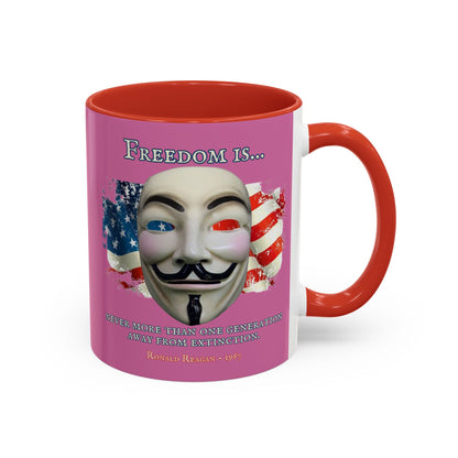 Ronald Reagan Freedom Vendetta Pink Accent Mug by theGreenDragonTavern.shop
