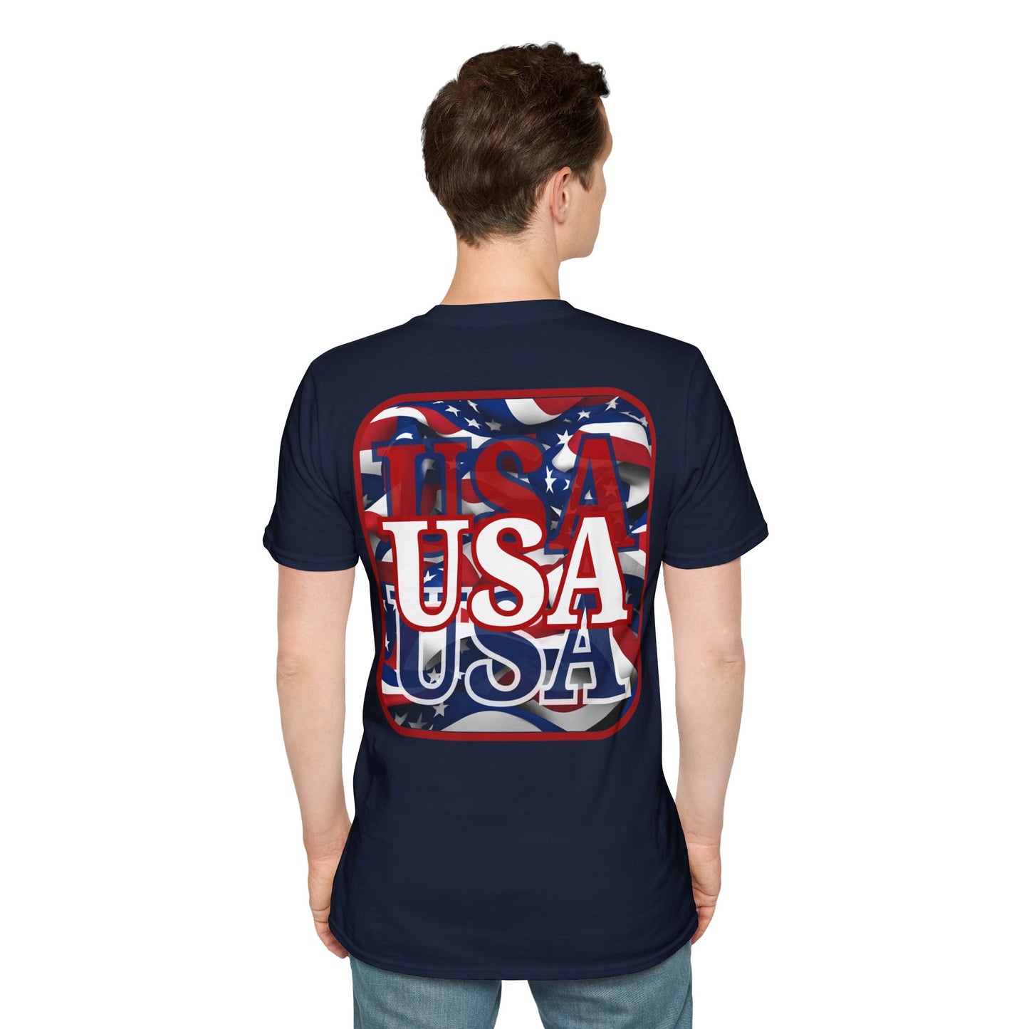 2-sided, Red WHITE and Blue USA Patriot Dark colors Unisex T-Shirt by theGreenDragonTavern.shop