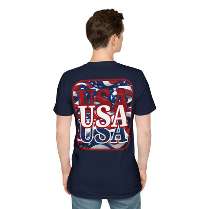 2-sided, Red WHITE and Blue USA Patriot Dark colors Unisex T-Shirt by theGreenDragonTavern.shop