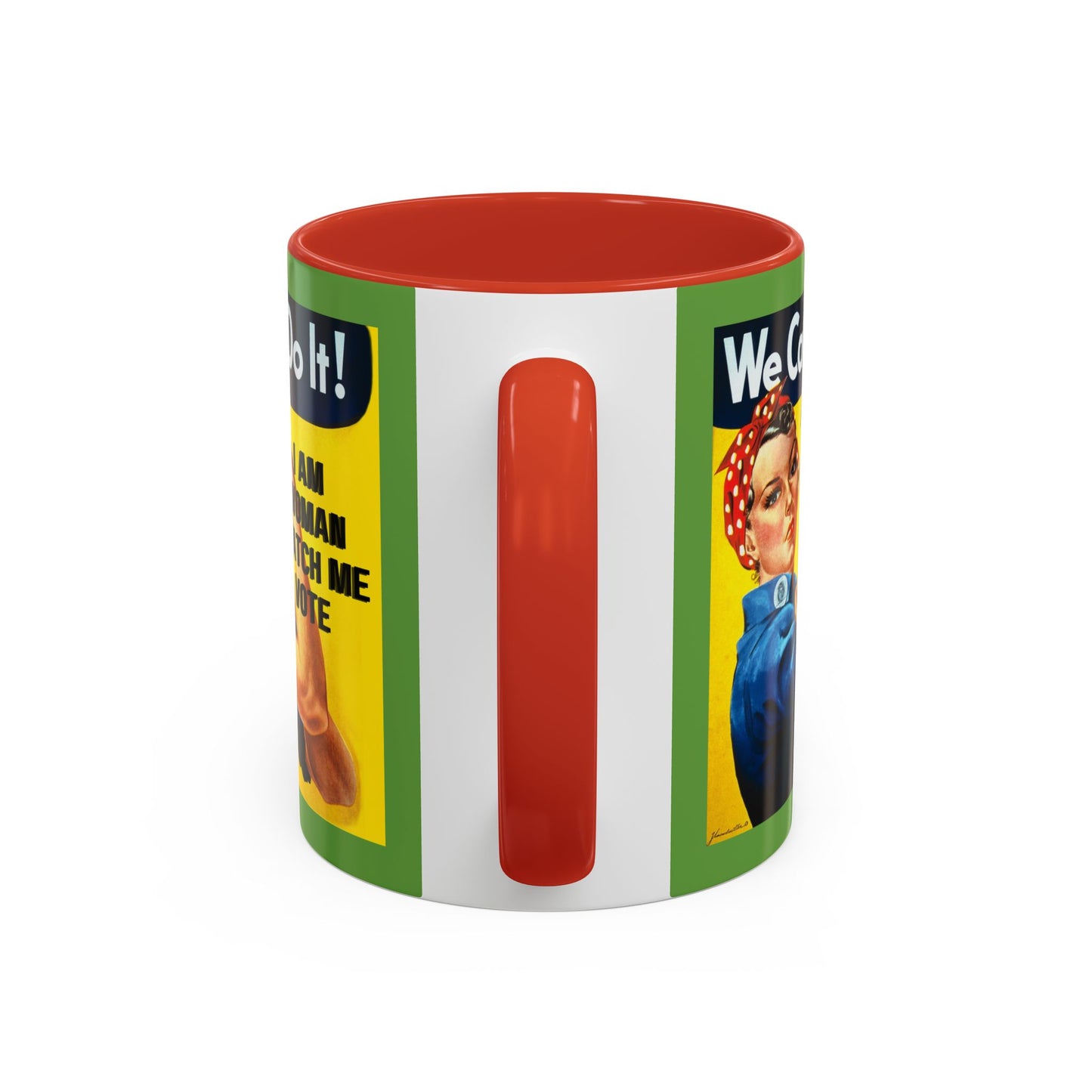I Am Woman Watch Me Vote Rosie Green Accent Mug by theGreenDragonTavern.shop