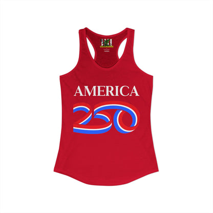 America 250 White font Women's Racerback Tank Top by theGreenDragonTavern.shop