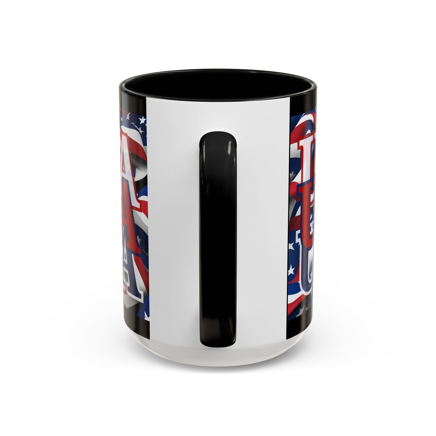 USA Red font Center Patriot Black Accent Mug by theGreenDragonTavern.shop