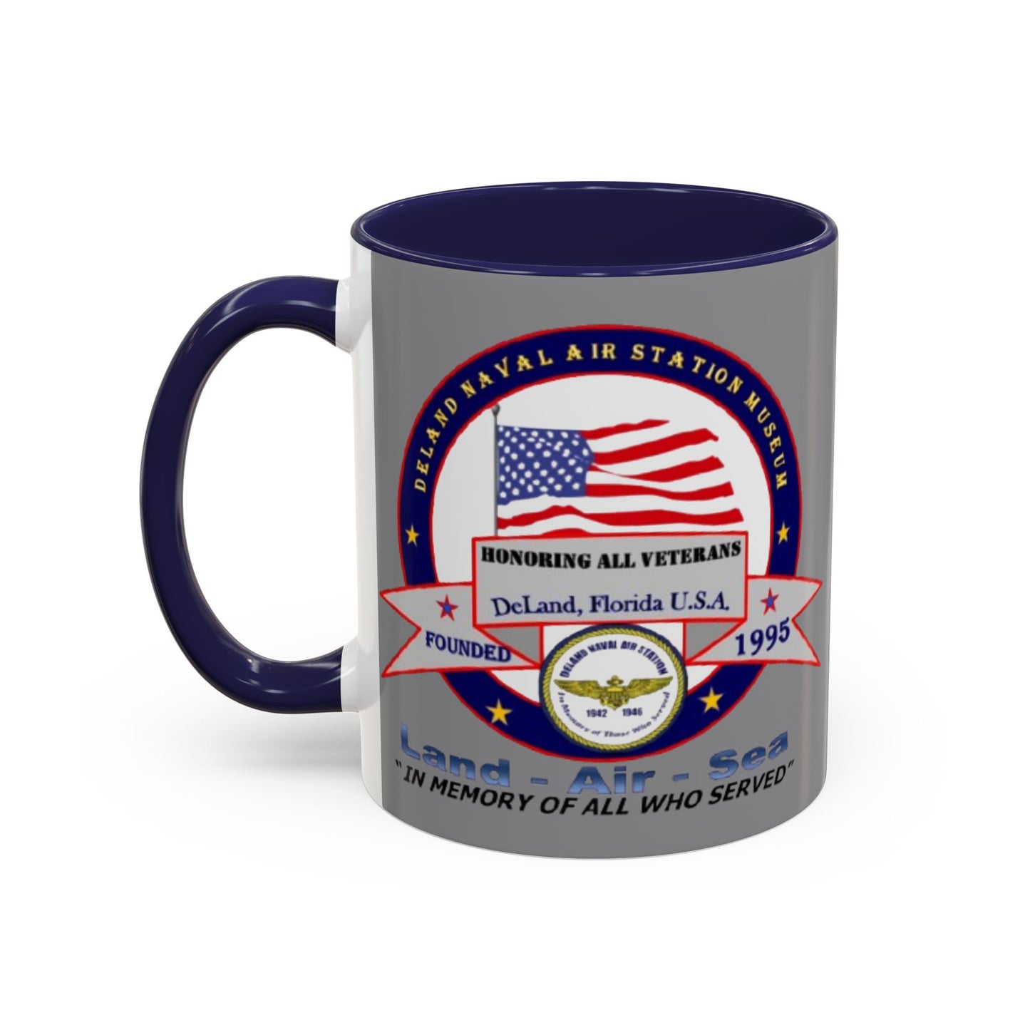 DNASM 2-sided, Founding & Student Art w/WhiteBG Grey Accent Mug by theGreenDragonTavern.shop