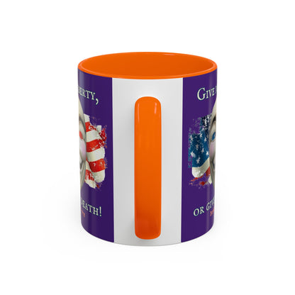 Vendetta, "Give me liberty, or give me death!" Purple Accent Mug by theGreenDragonTavern.shop
