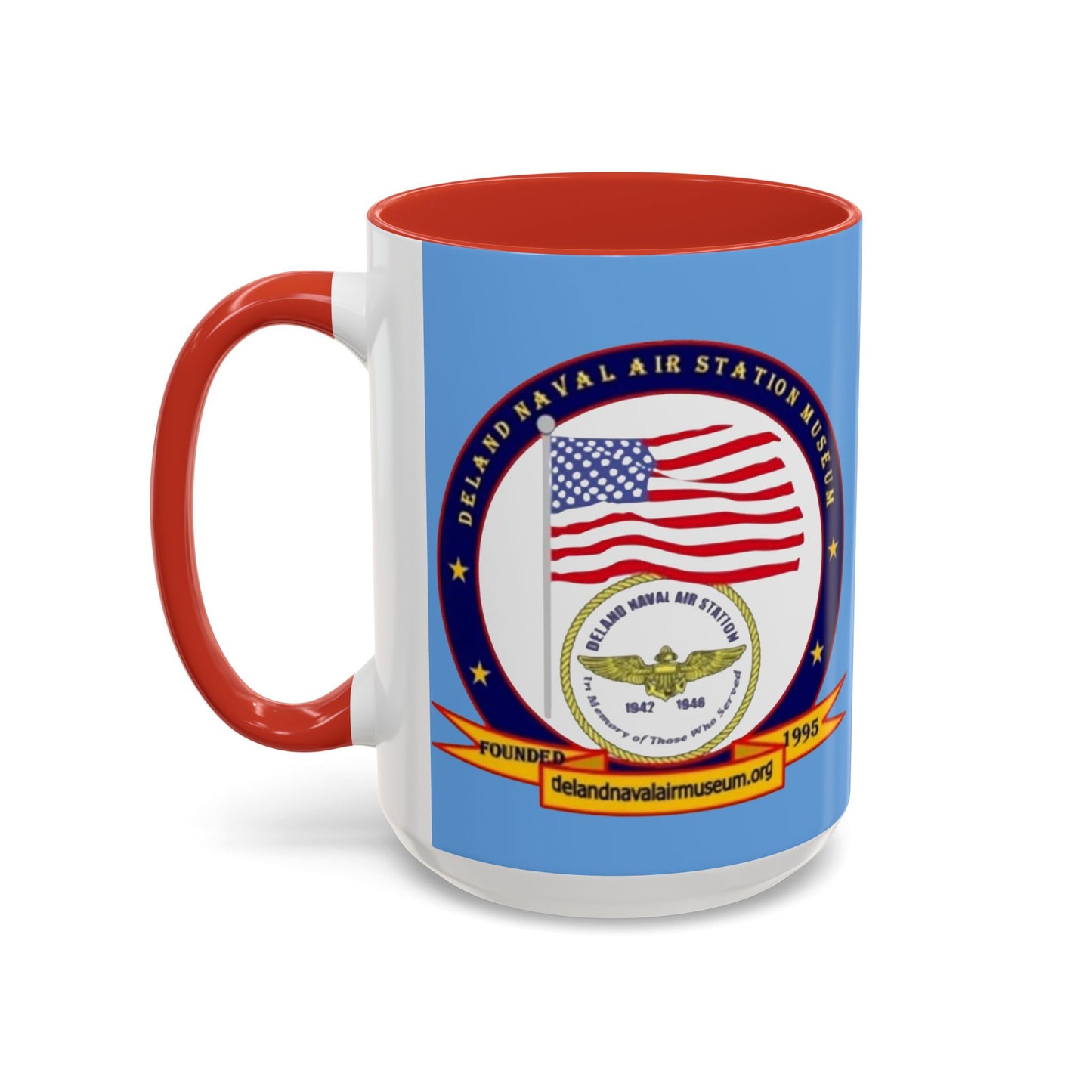 DeLand Naval Air Station Museum Light Blue Accent Mug by theGreenDragonTavern.shop