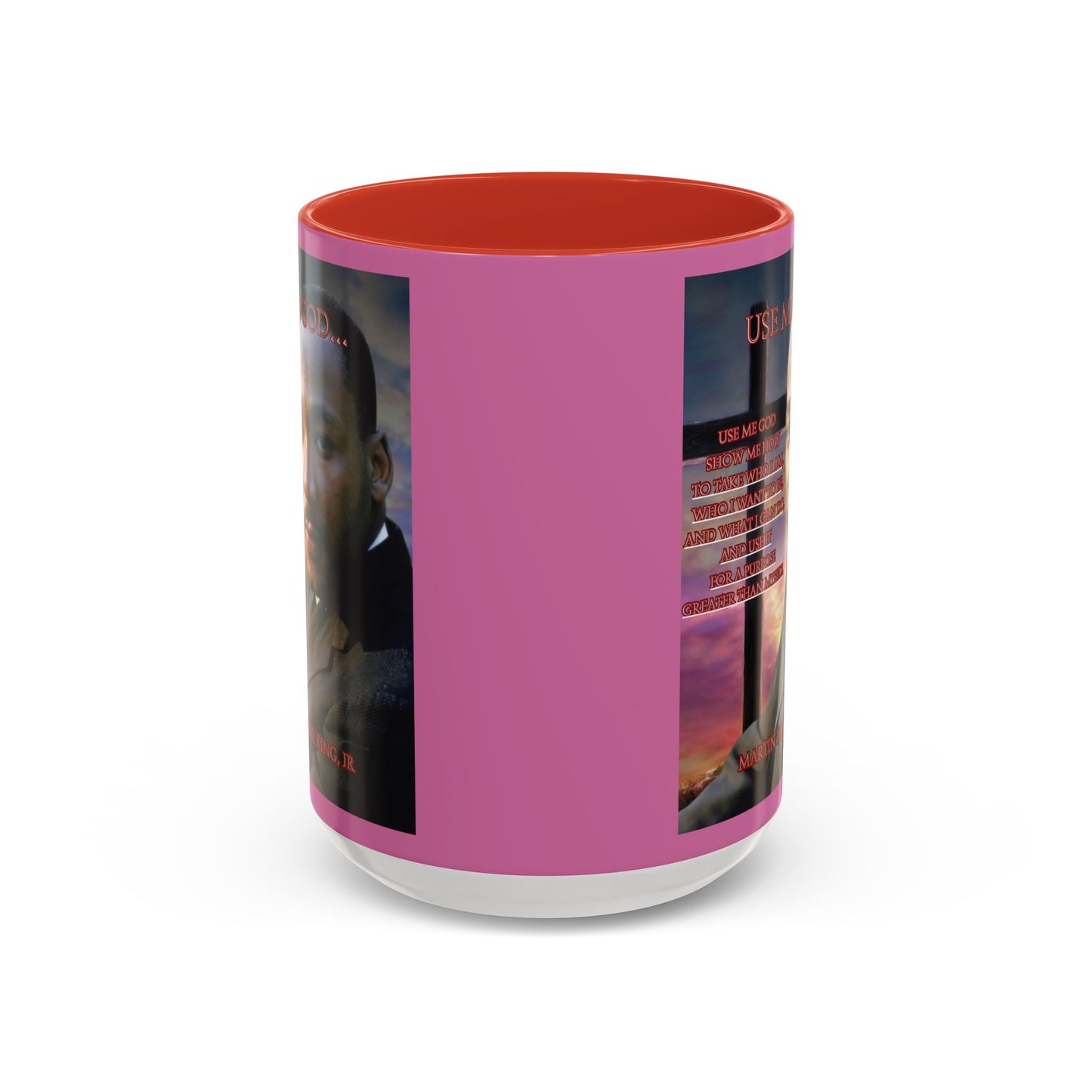 Use Me God, MLK Jr Pink Accent Mug by theGreenDragonTavern.shop