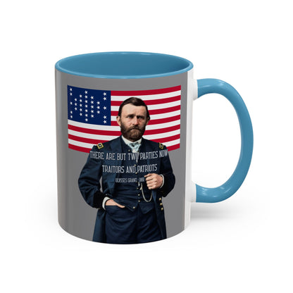 "Traitors and Patriots" Ulysses Grant Grey Accent Mug by theGreenDragonTavern.shop