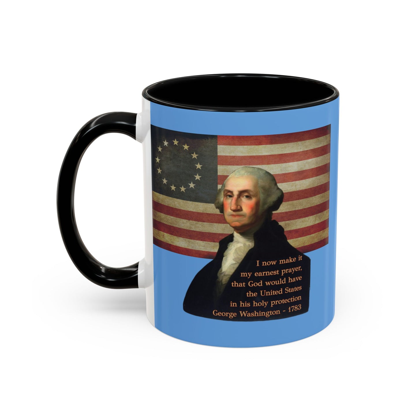 Washington's Earnest Prayer Light Blue Accent Mug by theGreenDragonTavern.shop