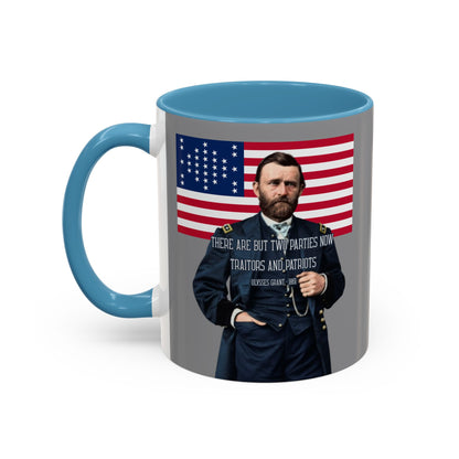 "Traitors and Patriots" Ulysses Grant Grey Accent Mug by theGreenDragonTavern.shop