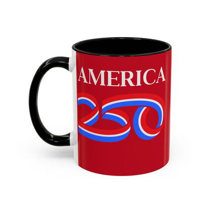 America 250 Red Accent Mug by theGreenDragonTavern.shop