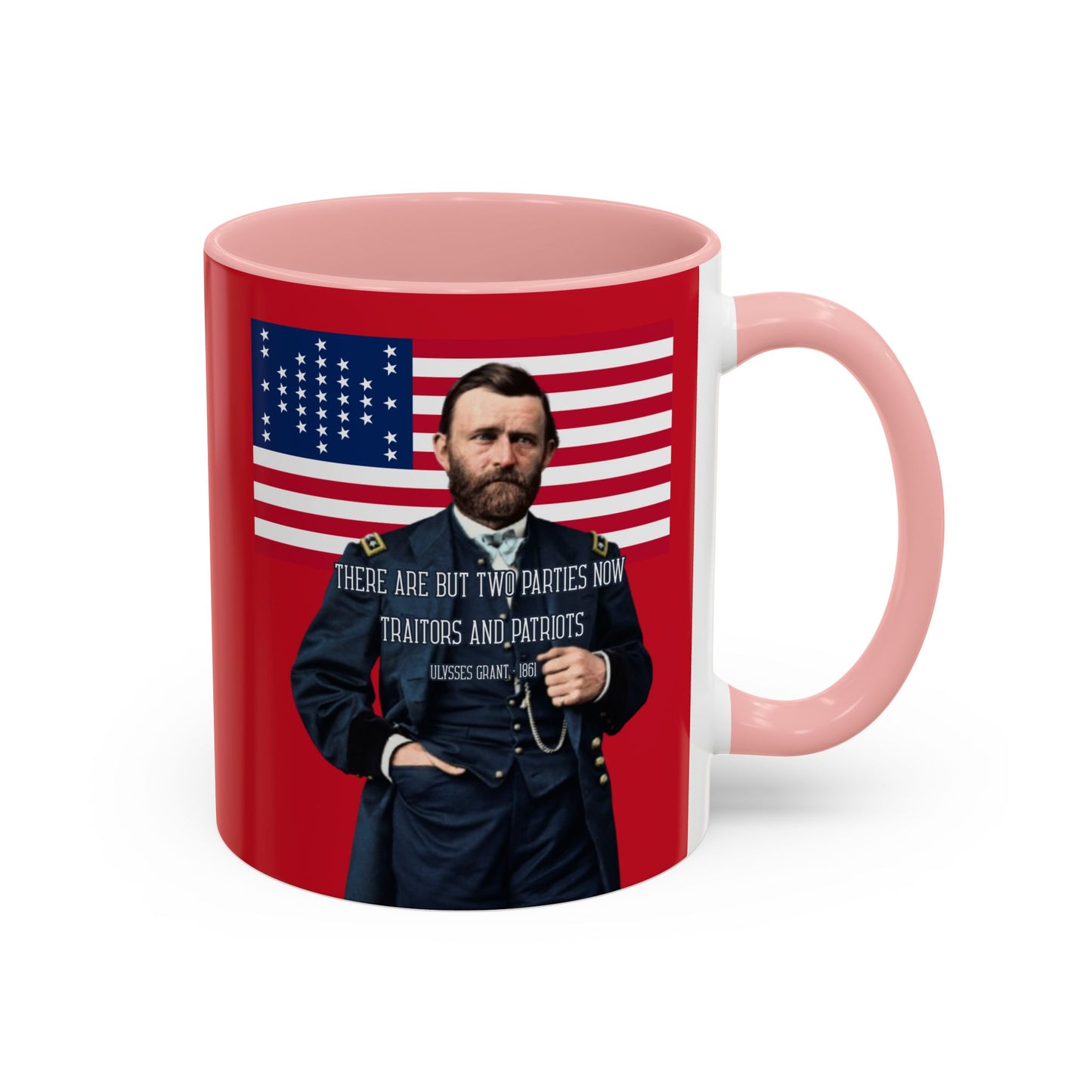 "Traitors and Patriots" Ulysses Grant Red Accent Mug by theGreenDragonTavern.shop