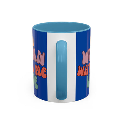 I Am Woman Watch Me Vote Dark Blue Accent Mug by theGreenDragonTavern.shop