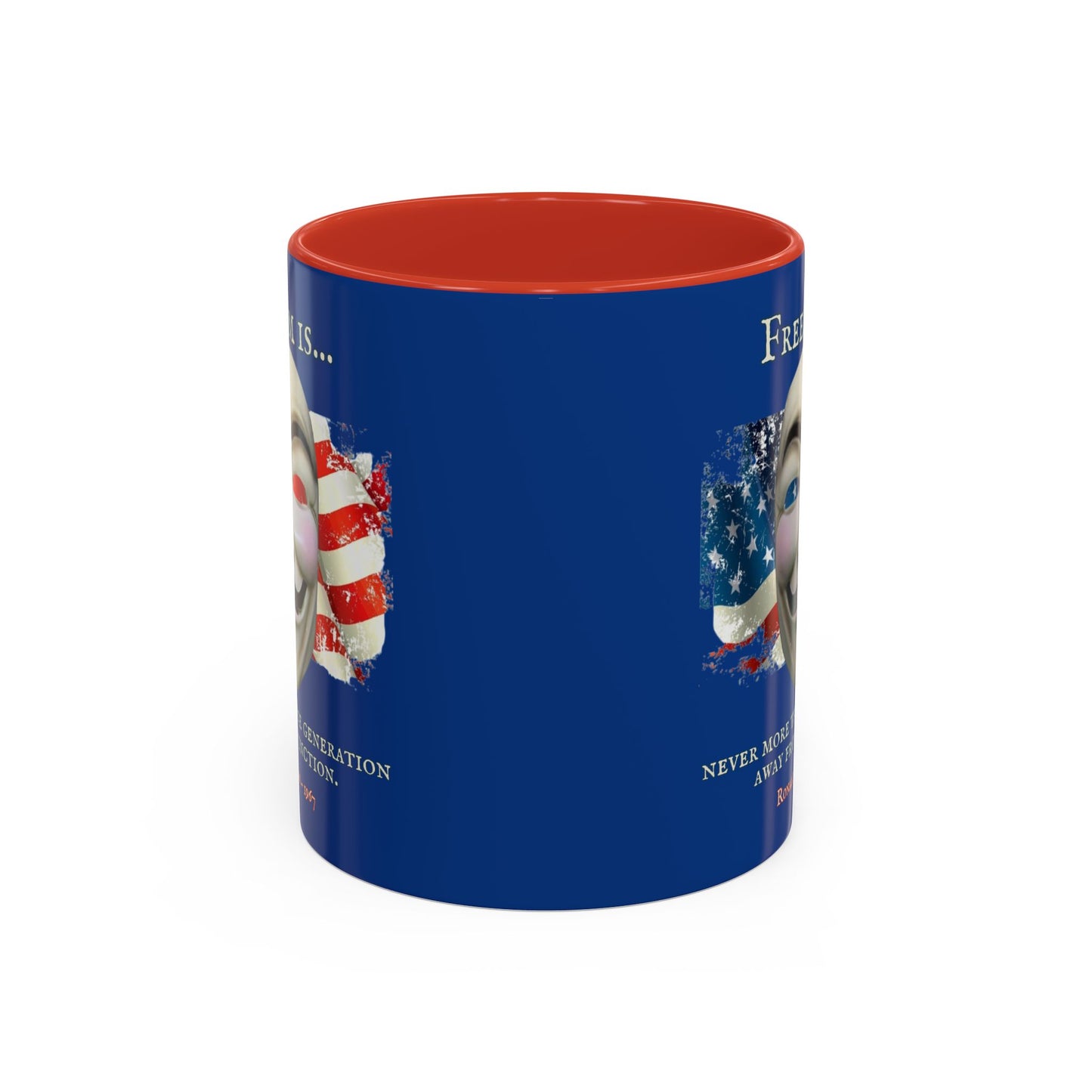 Ronald Reagan Freedom Vendetta Blue Accent Mug by theGreenDragonTavern.shop