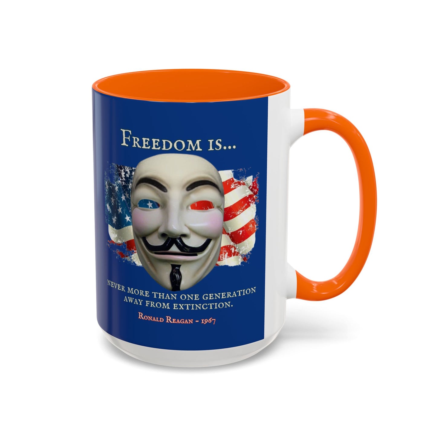 Ronald Reagan Freedom Vendetta Blue Accent Mug by theGreenDragonTavern.shop