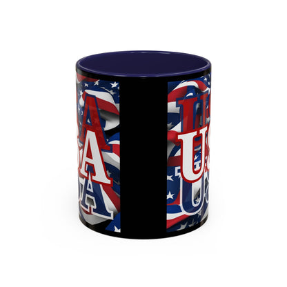 USA White font Center Patriot Black Accent Mug by theGreenDragonTavern.shop