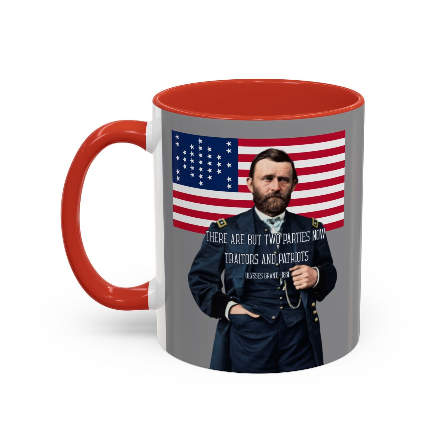 "Traitors and Patriots" Ulysses Grant Grey Accent Mug by theGreenDragonTavern.shop