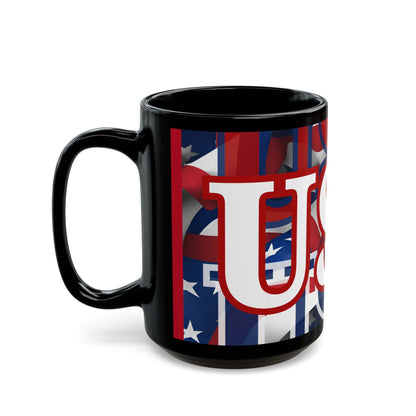 USA! USA! USA White font Patriot Red Mug by theGreenDragonTavern.shop