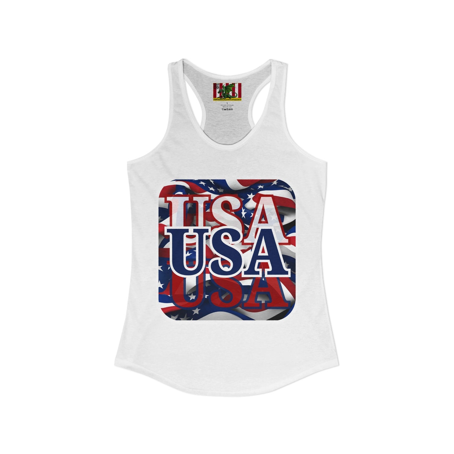 Red White and BLUE USA Patriot Women's Racerback Tank Top by theGreenDragonTavern.shop