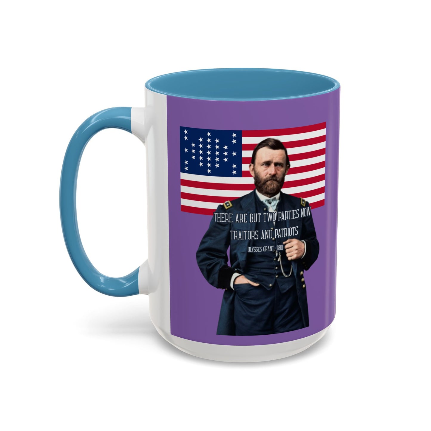 "Traitors and Patriots" Ulysses Grant Light Purple Accent Mug by theGreenDragonTavern.shop