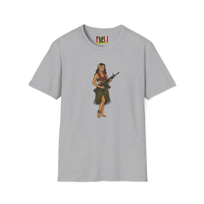 Hula Girl Packin' Heat Light colors Unisex T-Shirt by theGreenDragonTavern.shop
