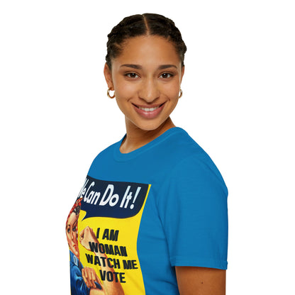 I Am Woman Watch Me Vote Rosie Dark colors Unisex T-Shirt by theGreenDragonTavern.shop