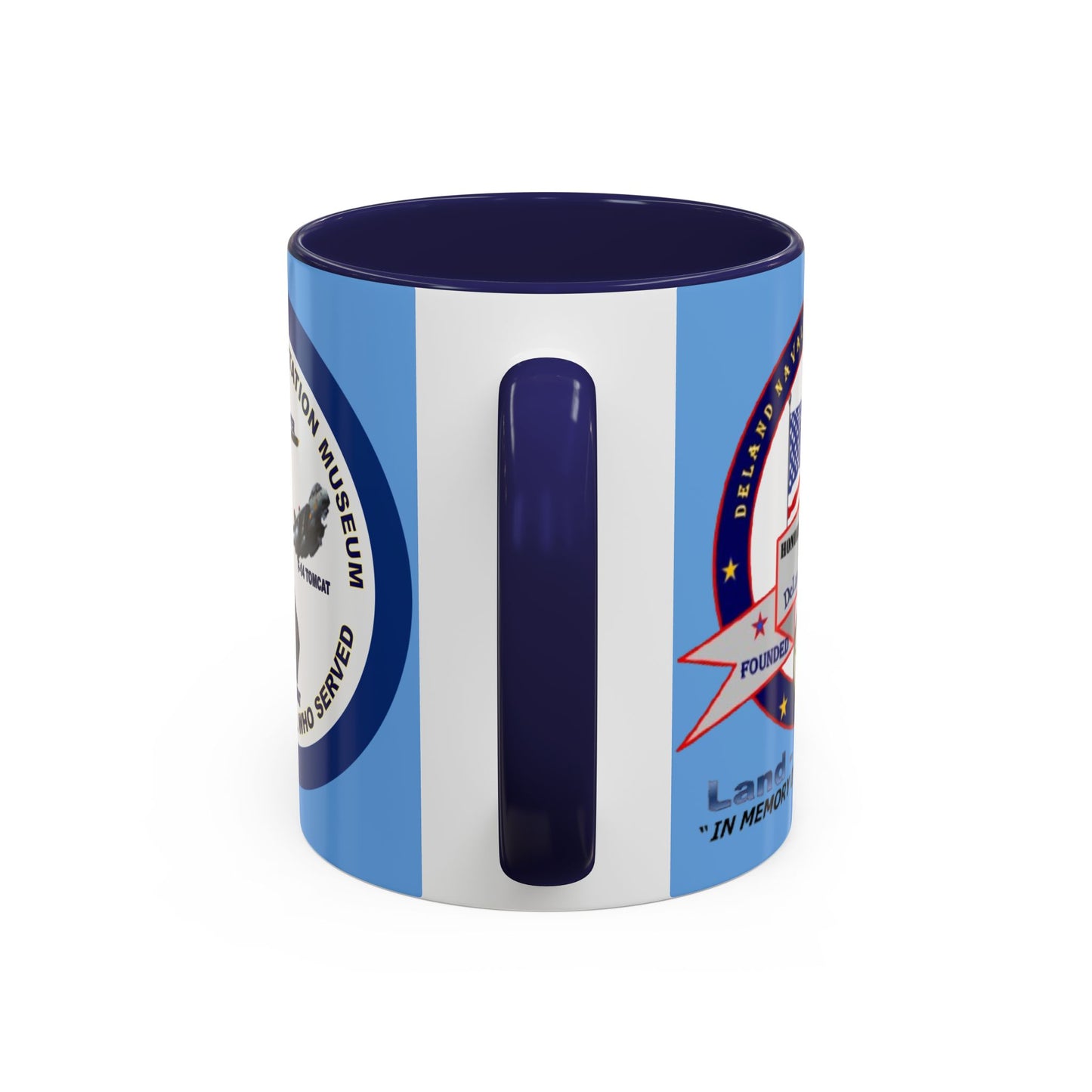 DNASM 2-sided, Founding & Student Art w/Navy Ring Light Blue Accent Mug by theGreenDragonTavern.shop