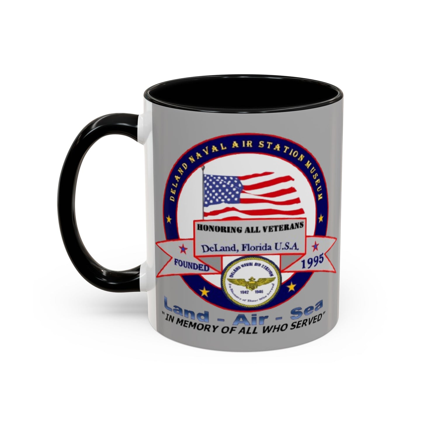 DNASM 2-sided, Founding & Student Art Light Grey Accent Mug by theGreenDragonTavern.shop