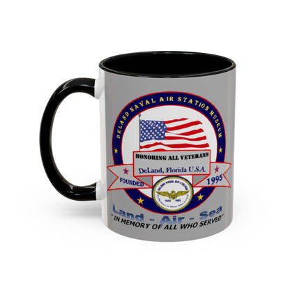 DNASM 2-sided, Founding & Student Art Light Grey Accent Mug by theGreenDragonTavern.shop