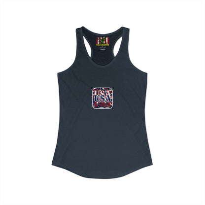 2-sided, Red White and BLUE USA Patriot Women's Racerback Tank Top by theGreenDragonTavern.shop