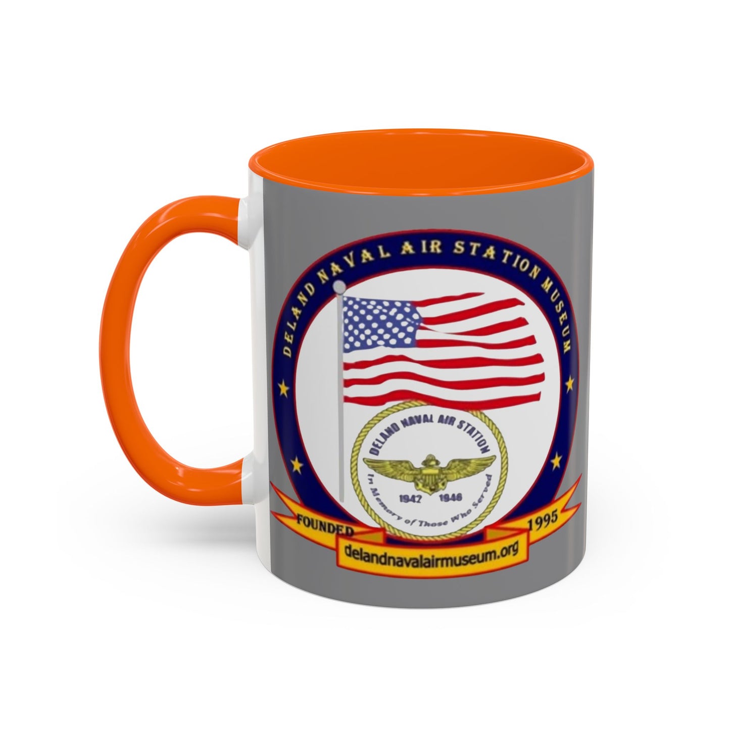DeLand Naval Air Station Museum Grey Accent Mug by theGreenDragonTavern.shop