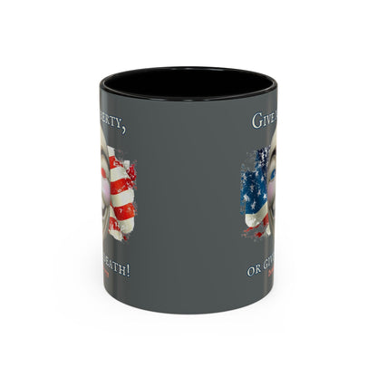 Vendetta, "Give me liberty, or give me death!" Grey Accent Mug by theGreenDragonTavern.shop