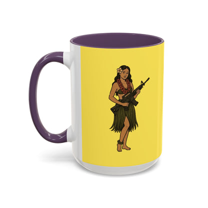 Hula Girl Packin' Heat Pineapple Accent Mug by theGreenDragonTavern.shop