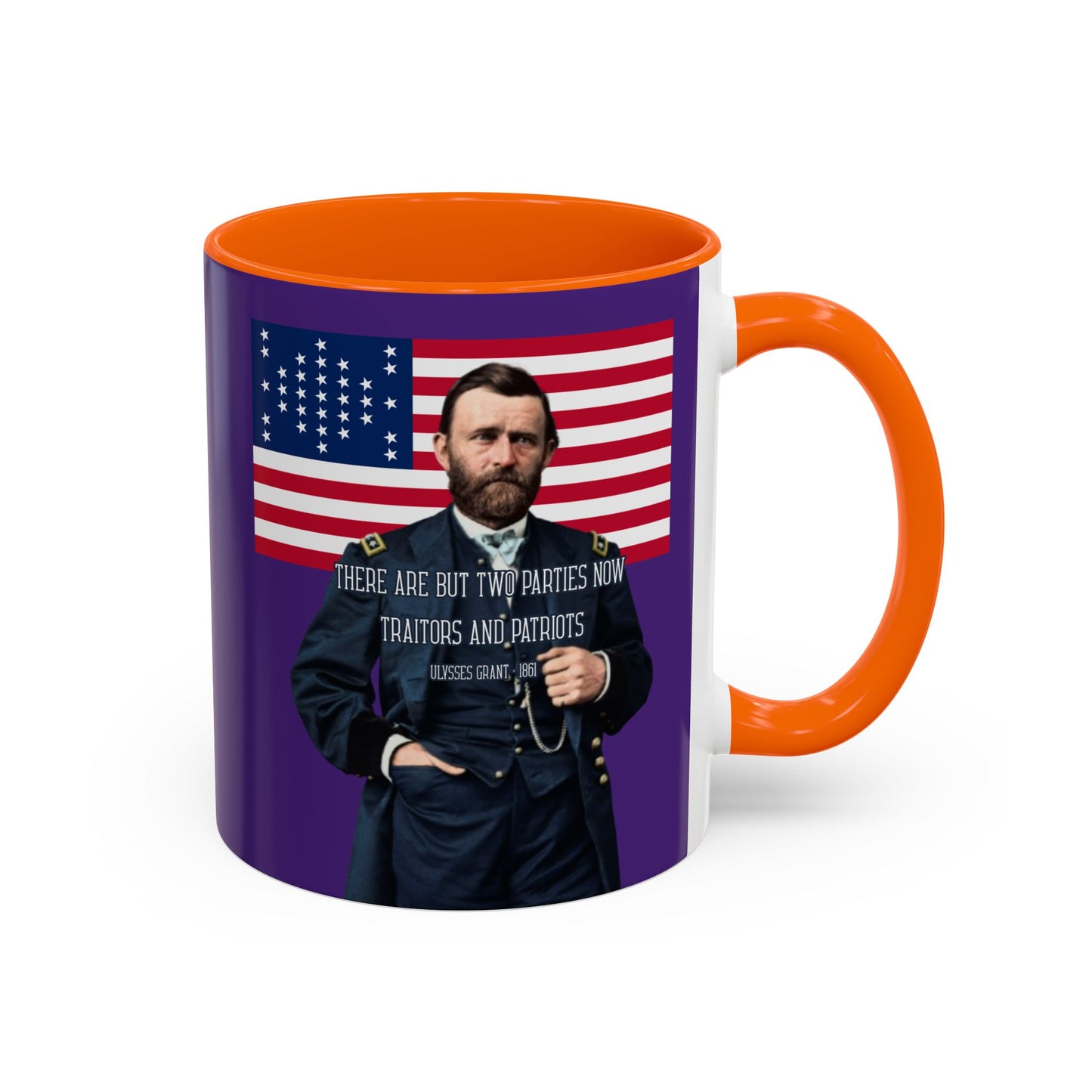 "Traitors and Patriots" Ulysses Grant Dark Purple Accent Mug by theGreenDragonTavern.shop