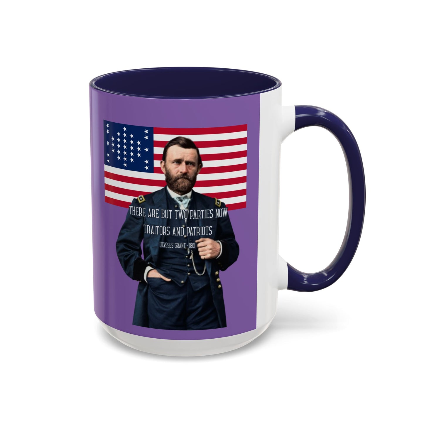 "Traitors and Patriots" Ulysses Grant Light Purple Accent Mug by theGreenDragonTavern.shop