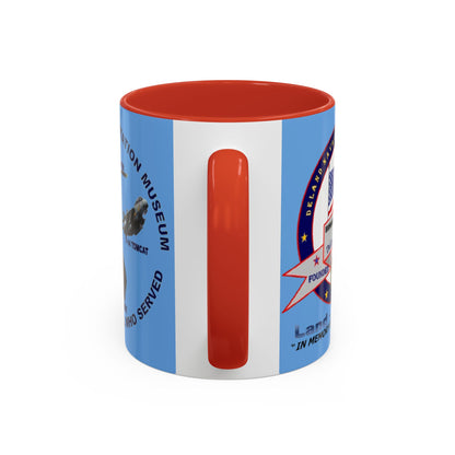 DNASM 2-sided, Founding & Student Art Light Blue Accent Mug by theGreenDragonTavern.shop