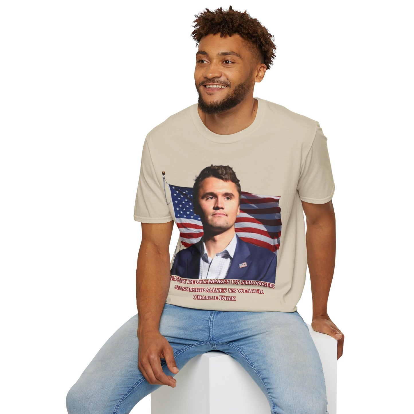 Charlie Kirk, Healthy Debate Light colors Unisex T-Shirt by theGreenDragonTavern.shop