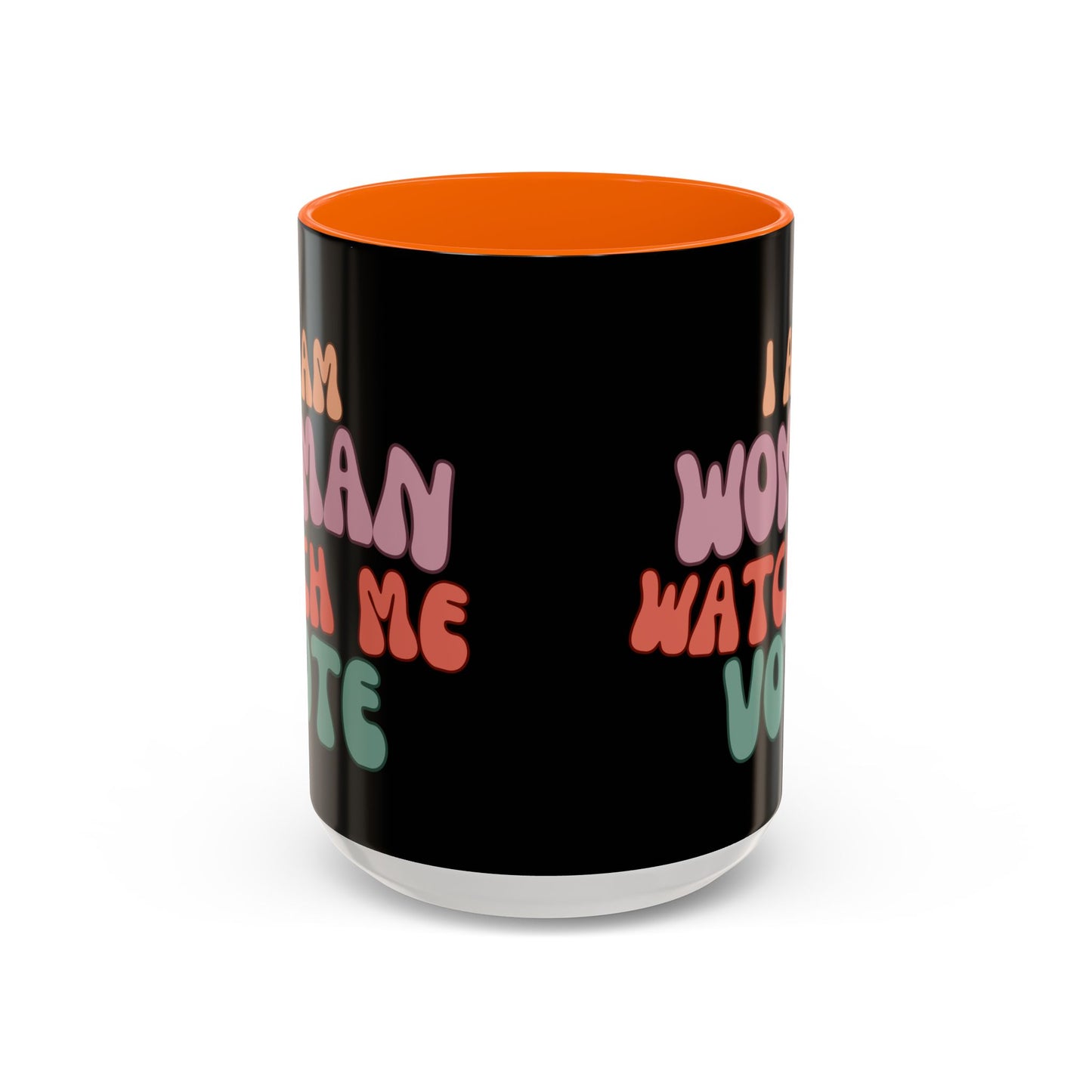 I Am Woman Watch Me Vote Black Accent Mug by theGreenDragonTavern.shop